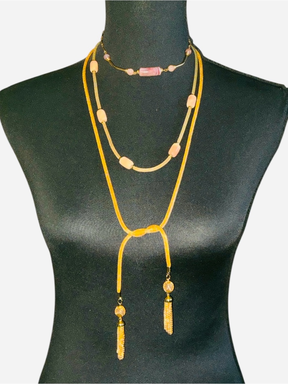 3 Gold Tone Color Necklaces